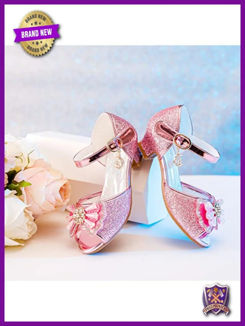 Toddler Little Kid Big Girl Wedding Sandals Rhinestone Low Heels